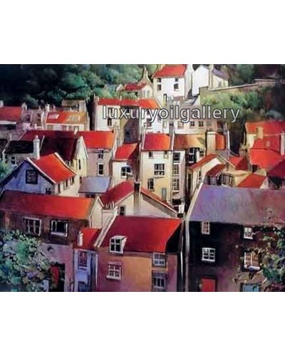 ציור שמן של גגות בונציה